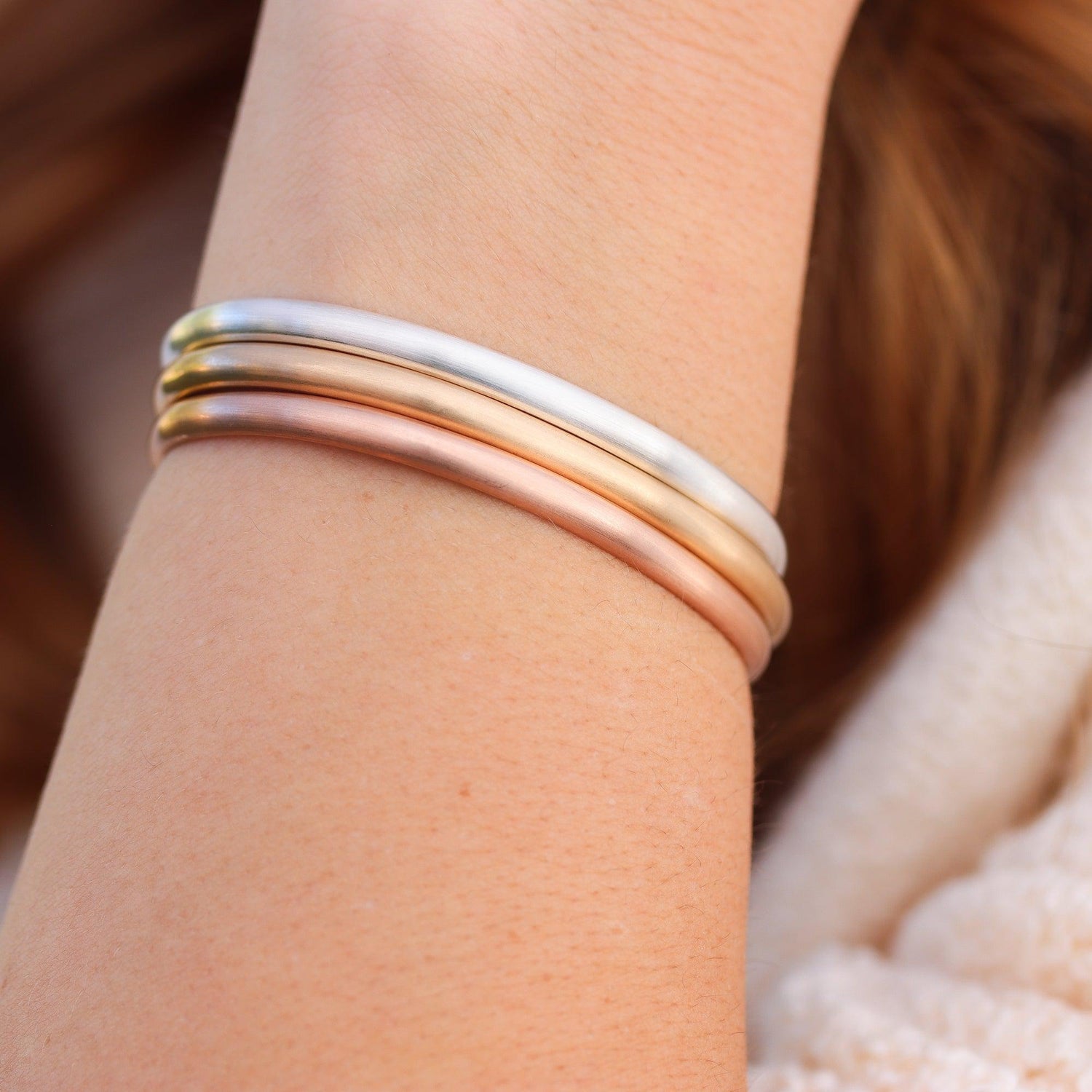 Wide Matte Rose Gold Cuff Bracelet