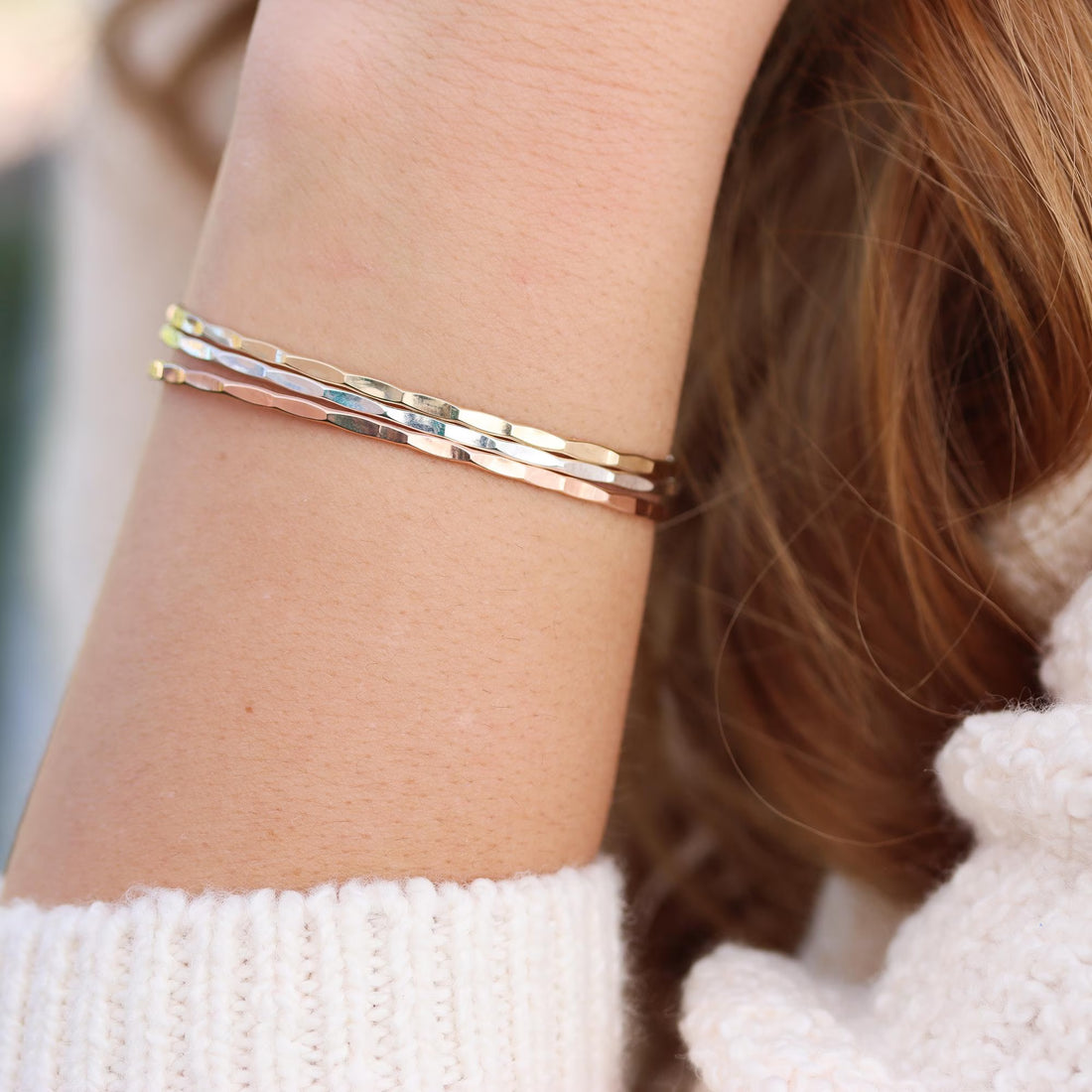 Thin Hammered Brass Cuff