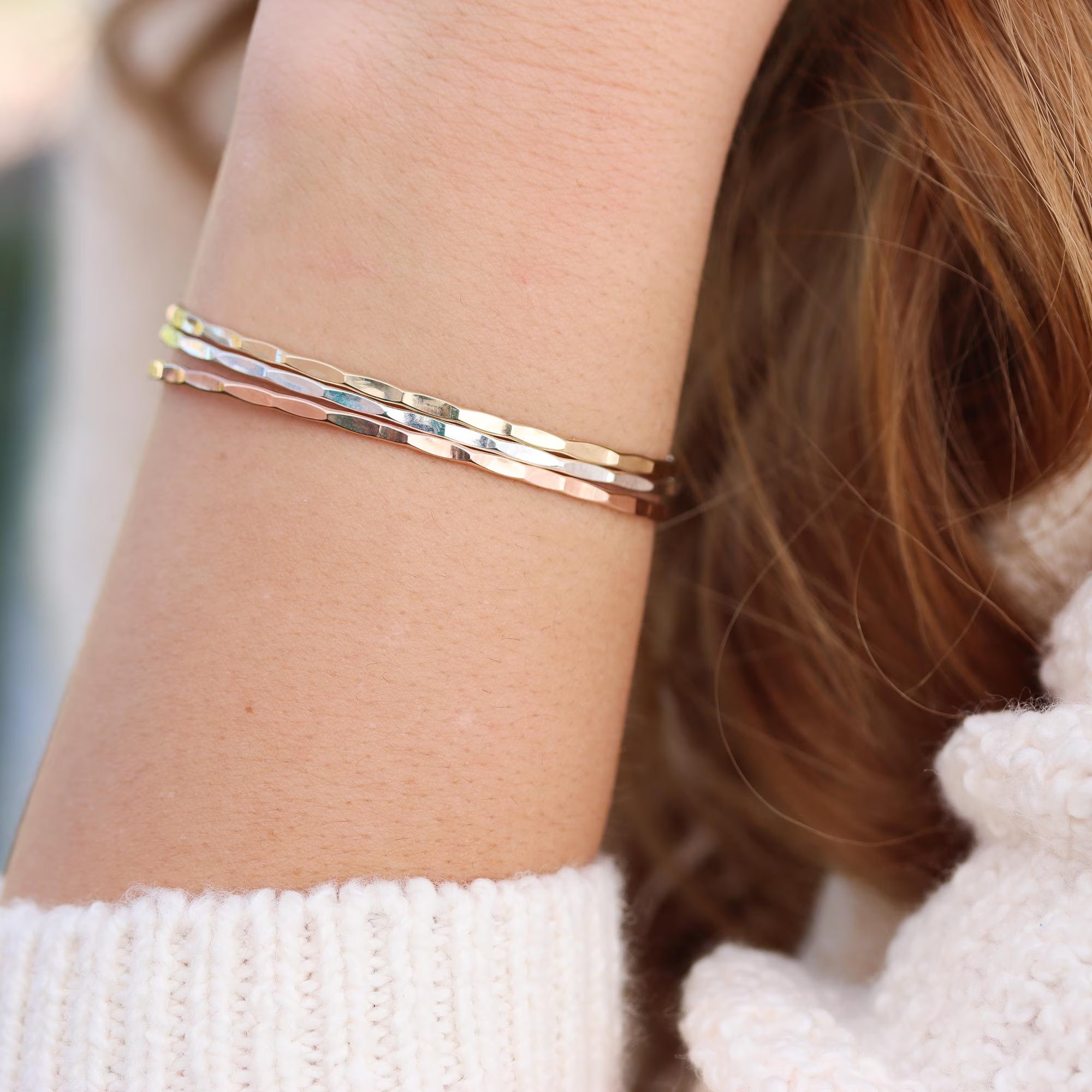Thin Hammered Brass Cuff