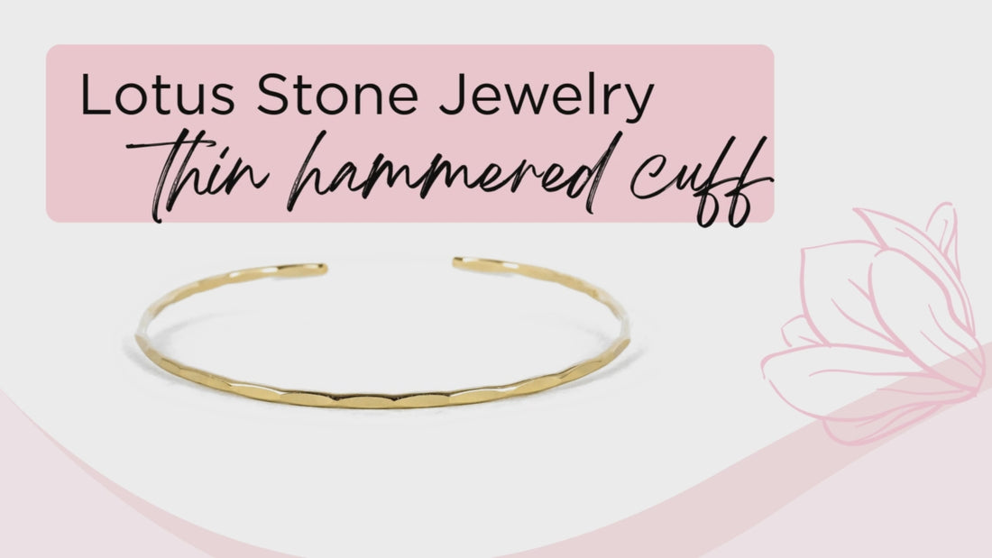 Thin Hammered Gold Cuff Bracelet