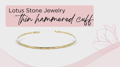 Thin Hammered Rose Gold Cuff Bracelet