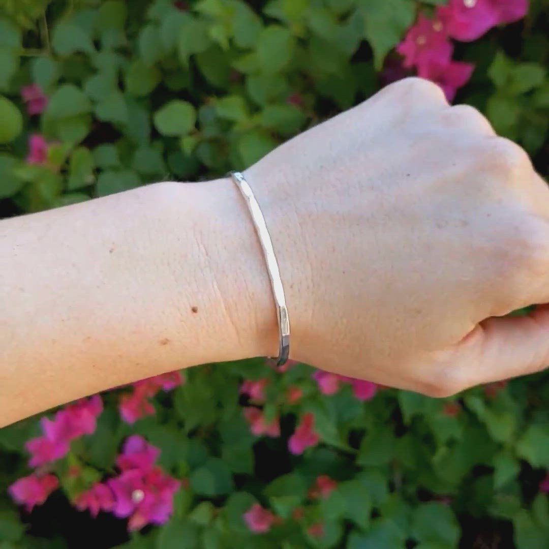 Medium Hammered Silver Cuff Bracelet