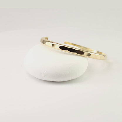 Wide Hammered Gold Cuff Bracelet