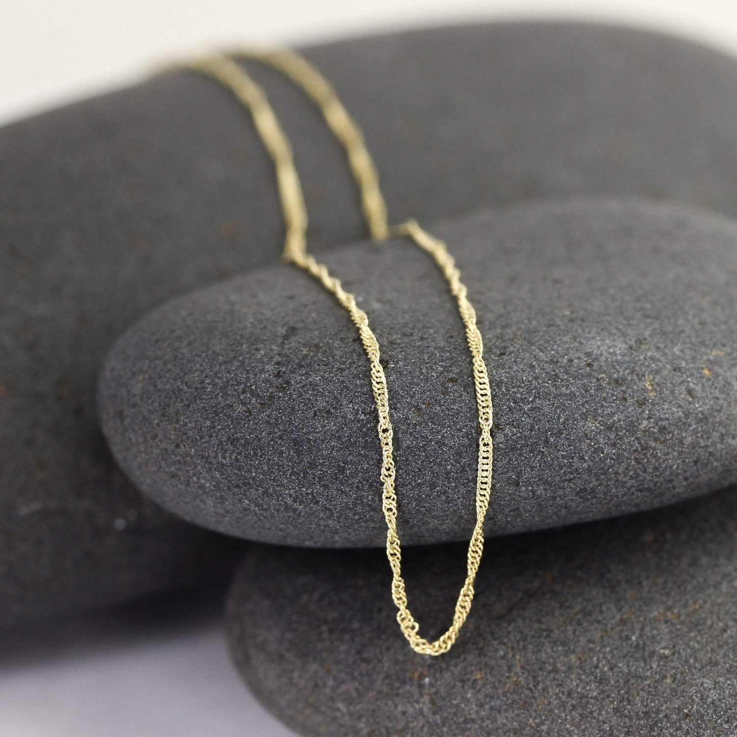 Airy 14K Twisted Singapore Chain, Light and Simple Layering Necklace
