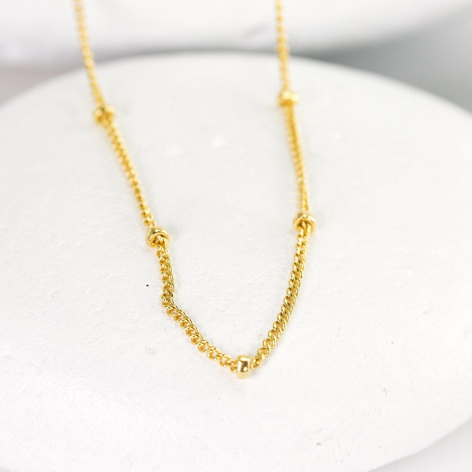 Dainty Beaded Satellite Necklace in Gold Fill
