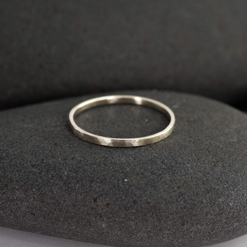Hammered 14K Gold Wedding Band in White, Yellow, or Rose Gold