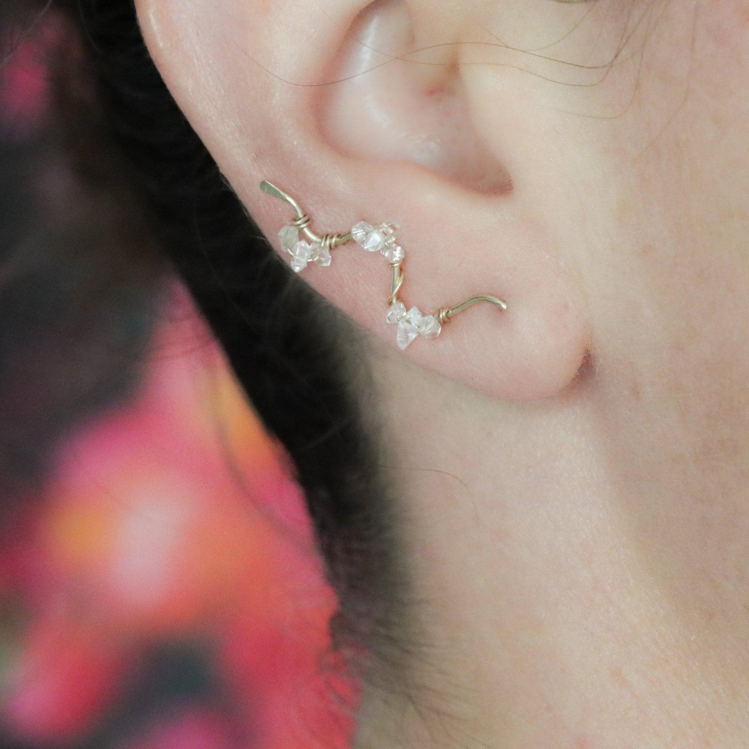 Herkimer Wave Diamond Ear Climbers