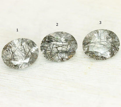Horizontal Gemstone Ring - Smoky Quartz, Tourmaline, Rutilated Quartz