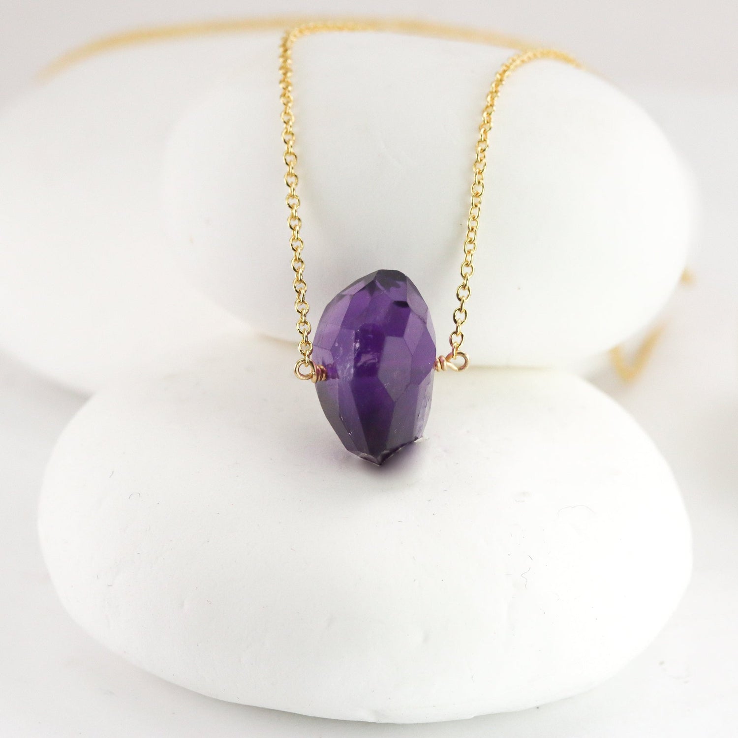 Large Amethyst Solitaire in Gold, Rose Gold, or Silver