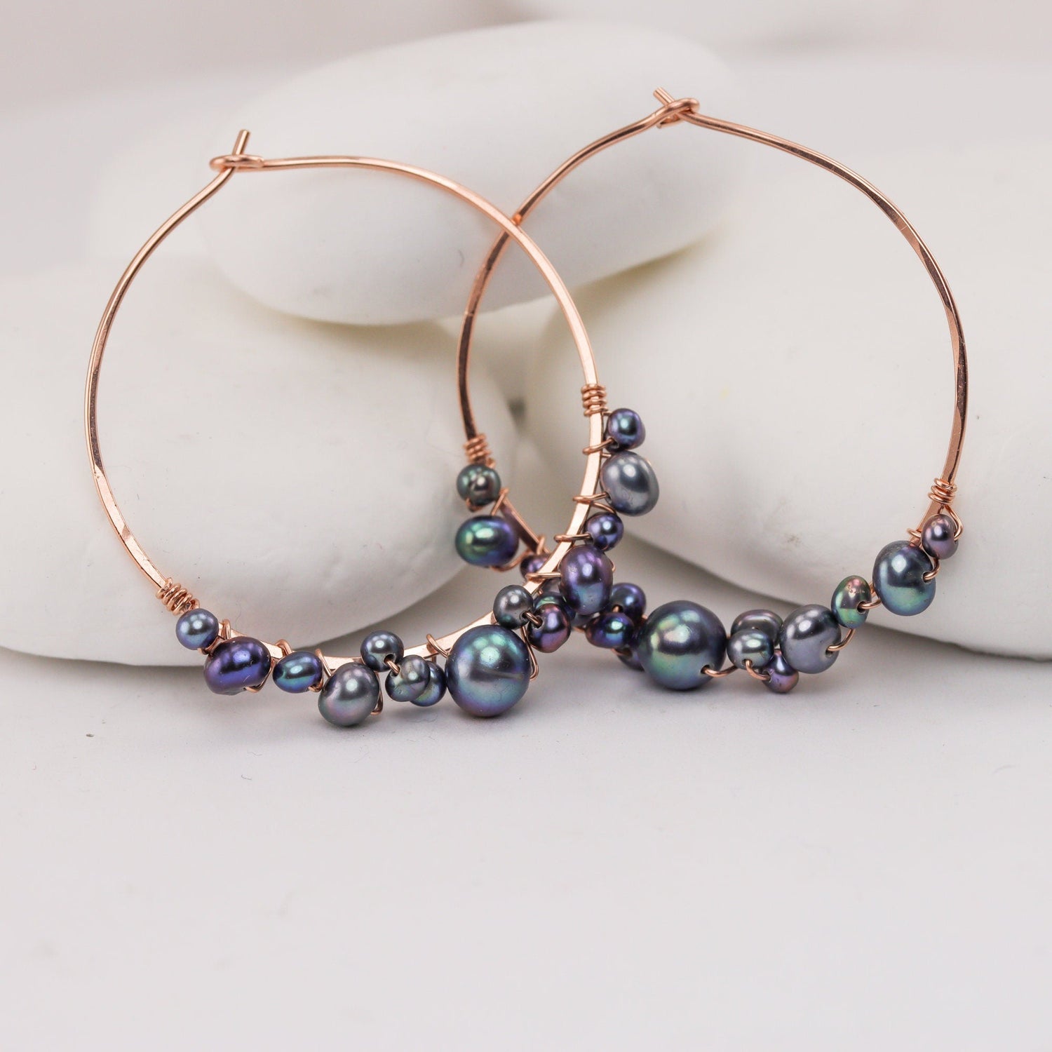 Large Bubbly Pearl Hoops