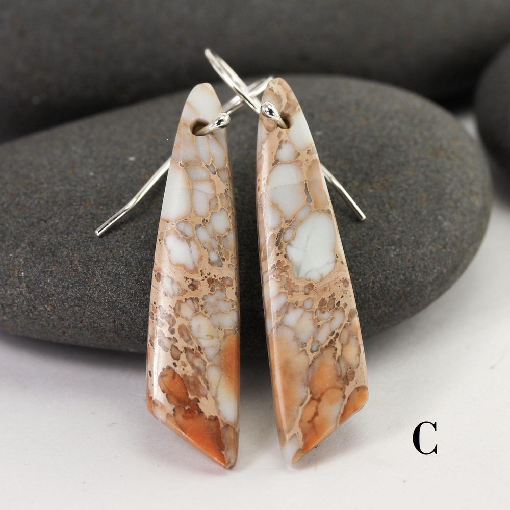 Large Dangle Imperial Jasper Earrings made in Recycled Sterling Silver