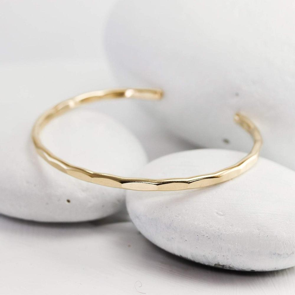 Medium Hammered Gold Cuff Bracelet – Lotus Stone Design