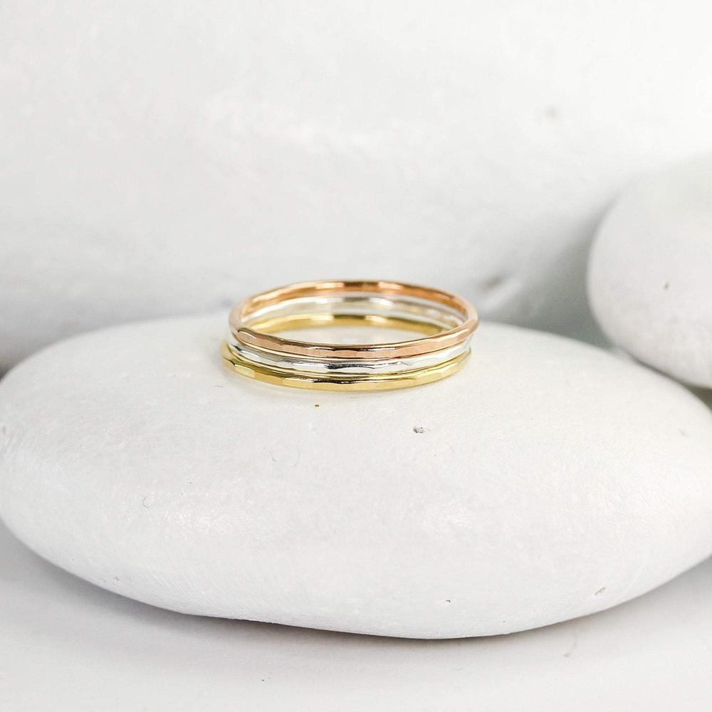 Mini Faceted Bands in Silver, Gold, or Rose Gold Filled