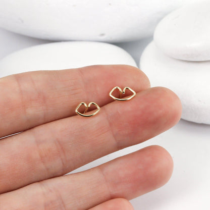 Mini Kiss Stud Earrings, in Gold, Rose Gold, and Silver