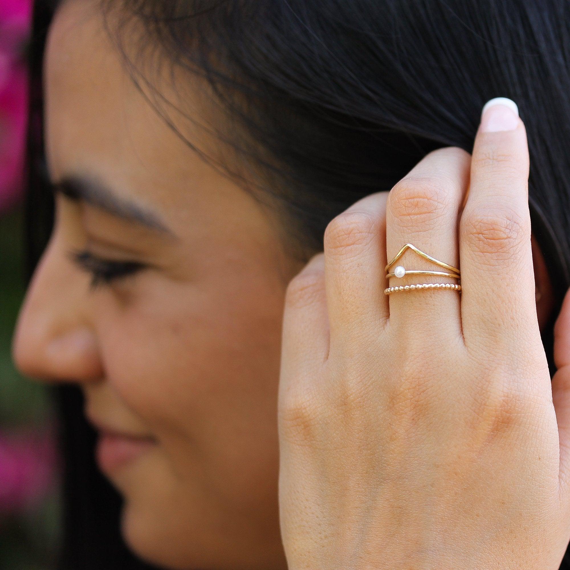 Gold-Filled Solitaire Pearl Stacking Ring