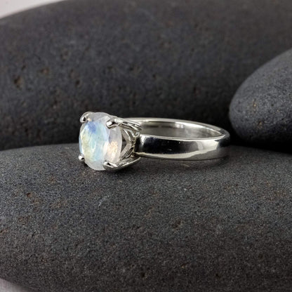 Moonstone Gemstone Ring in Sterling Silver