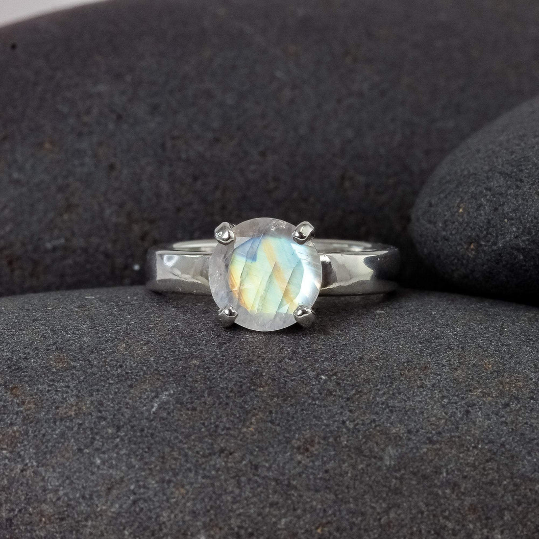 Moonstone Gemstone Ring in Sterling Silver