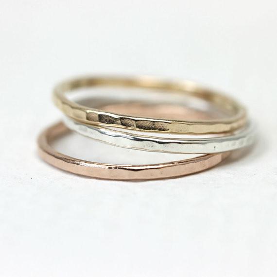 Set of Stacking Rings in Silver and Gold