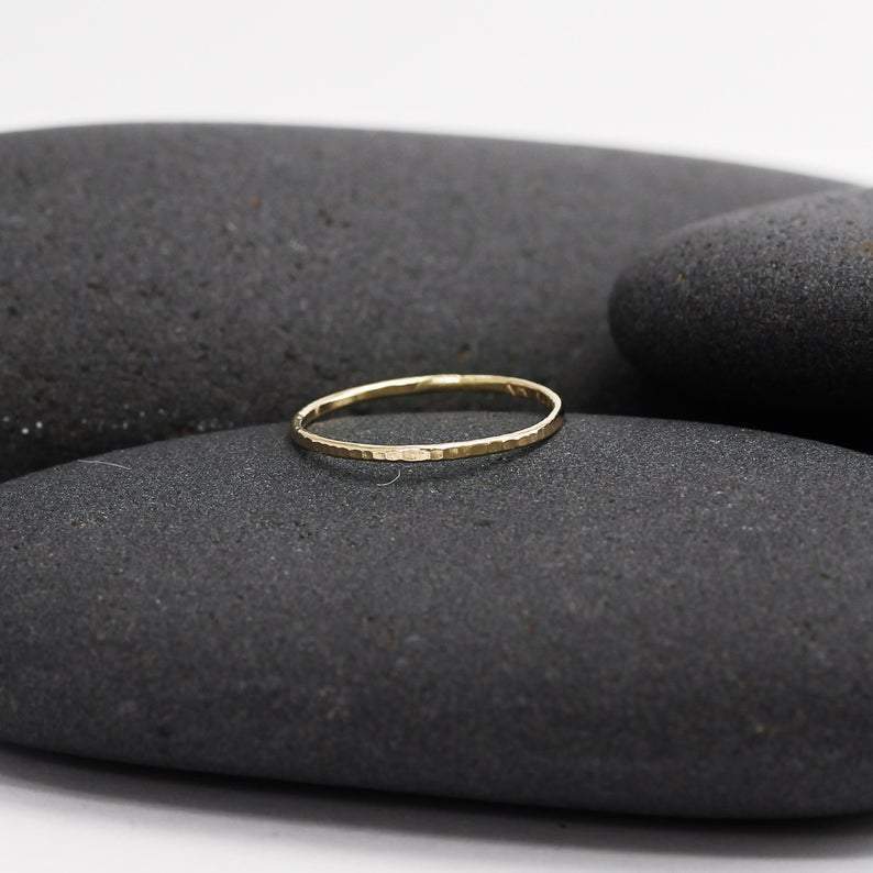 Amazon.com: Solid 14k Gold Thin Stacking Ring (yellow-gold, 7) : Handmade  Products