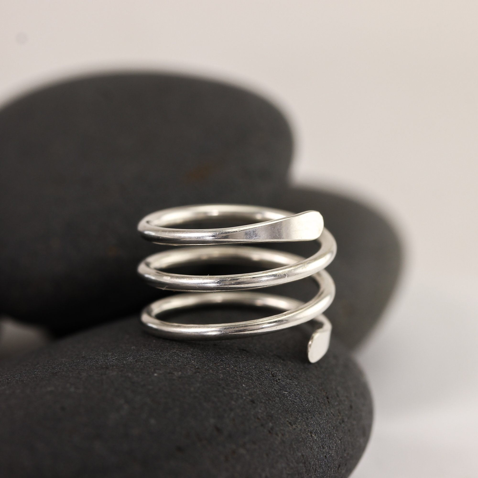 Spiral Ring in Silver, Gold or Rose Gold – Lotus Stone Design