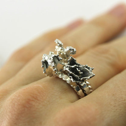 Star Cactus Ring in Silver