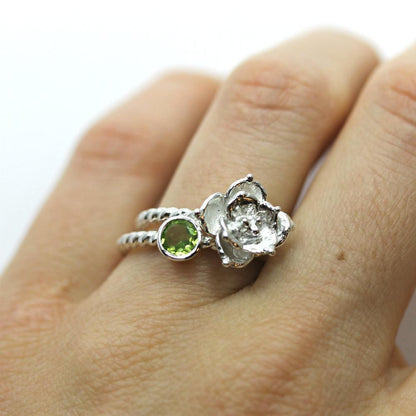 Succulent Flower Ring II in Silver