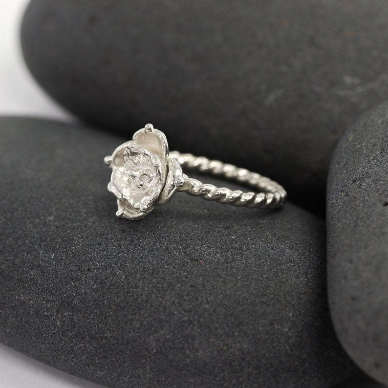 Succulent Flower Ring II in Silver