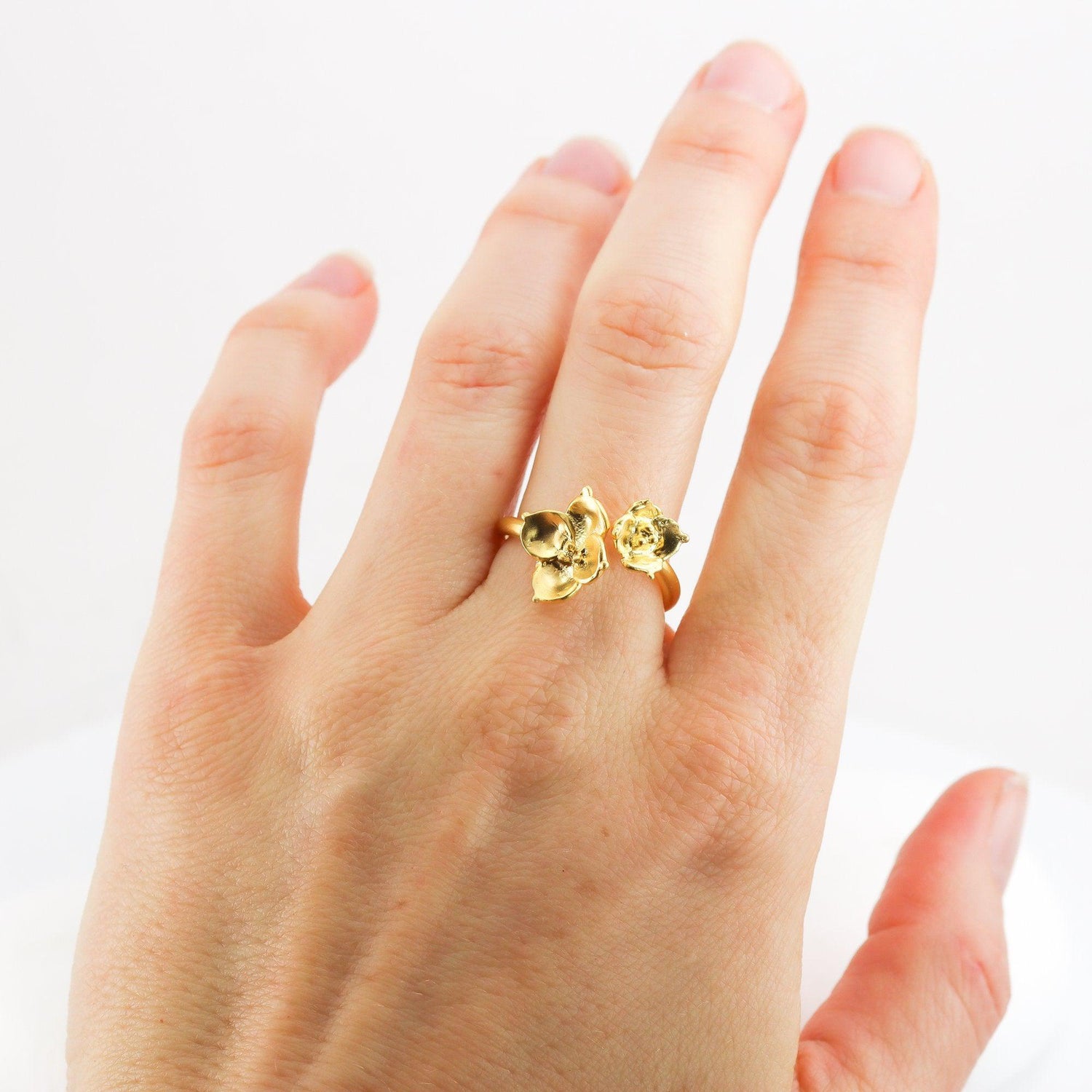 Succulent Flower Ring in Silver