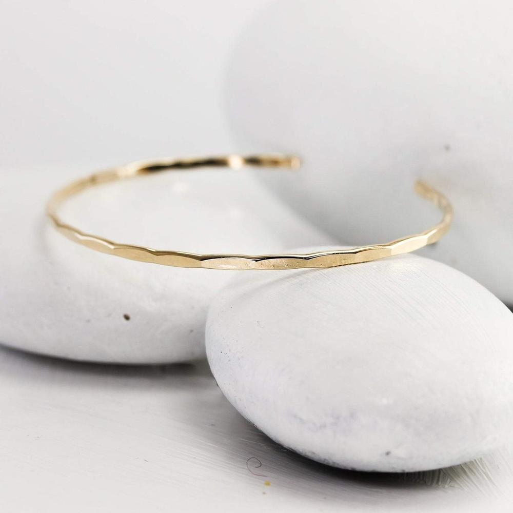 Thin Hammered Gold Cuff Bracelet