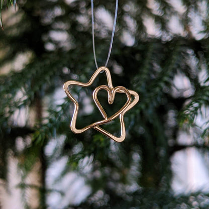 Tiny Gold Star Ornament with Tiny Heart