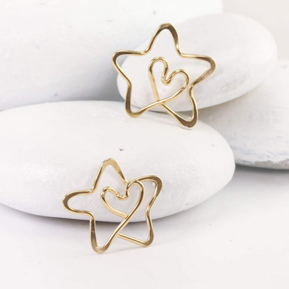 Tiny Gold Star Ornament with Tiny Heart
