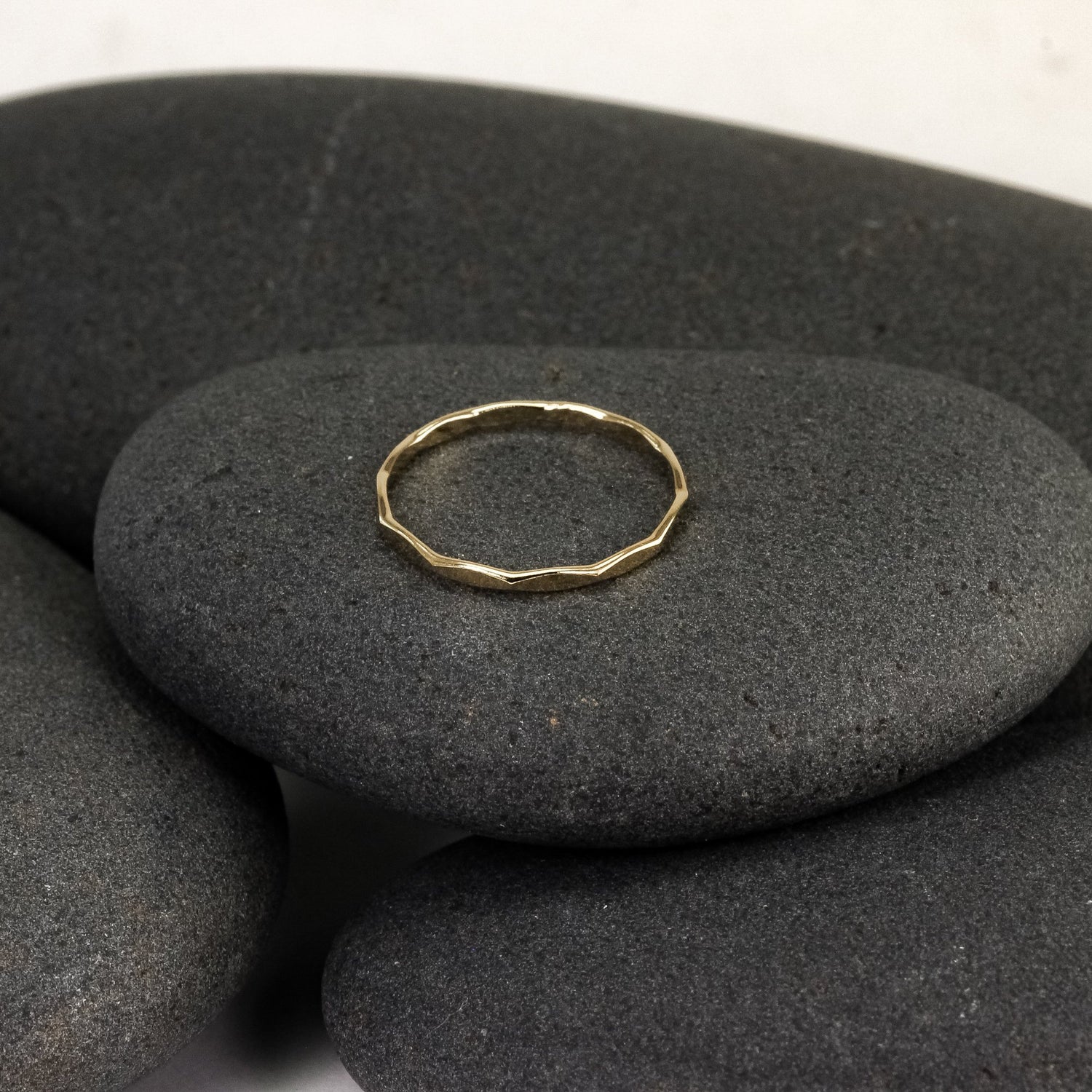 Tiny Hammered Gold Band
