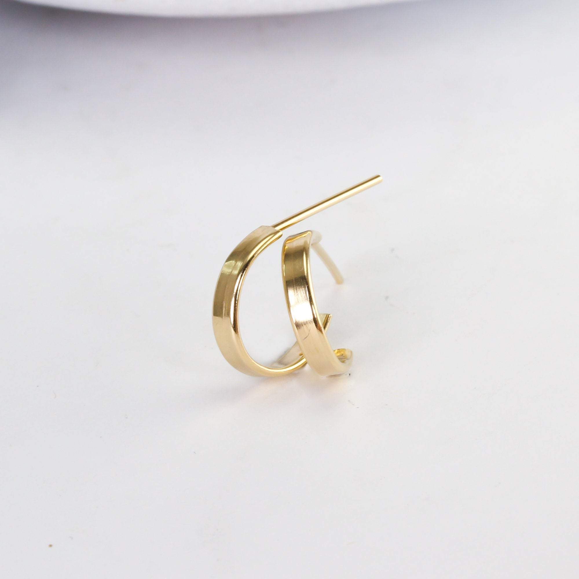 Tiny Huggie Gold Hoops, .5 Inch