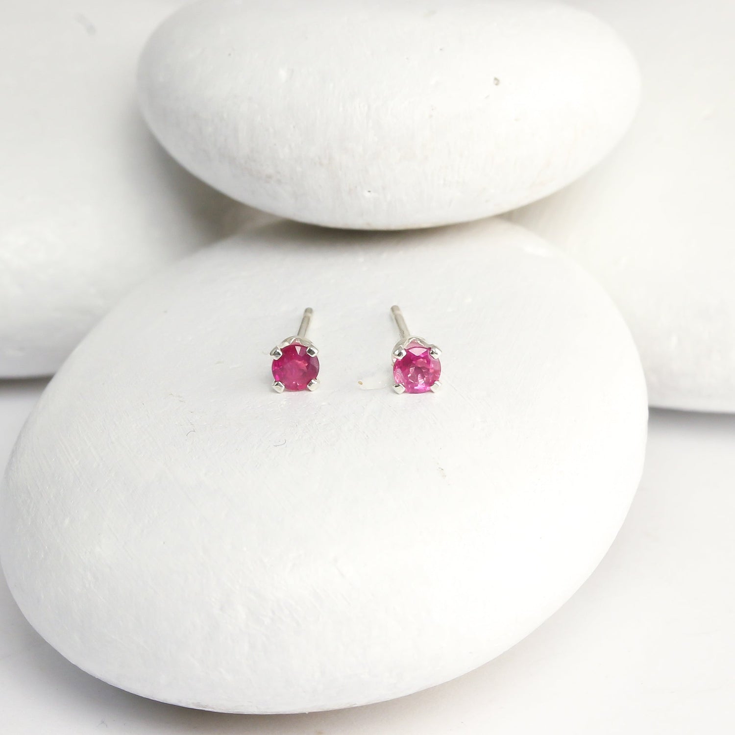 Tiny Ruby Stud Earrings