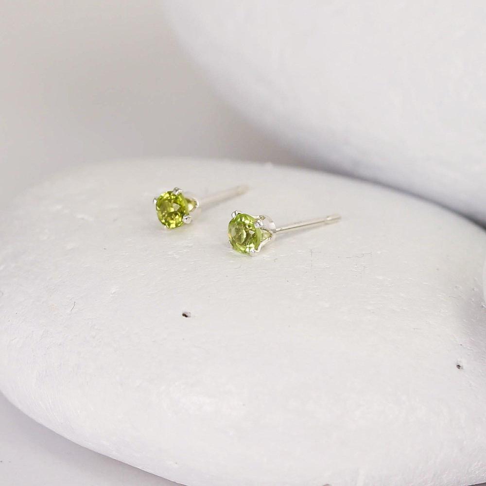 Tiny Silver Peridot Studs