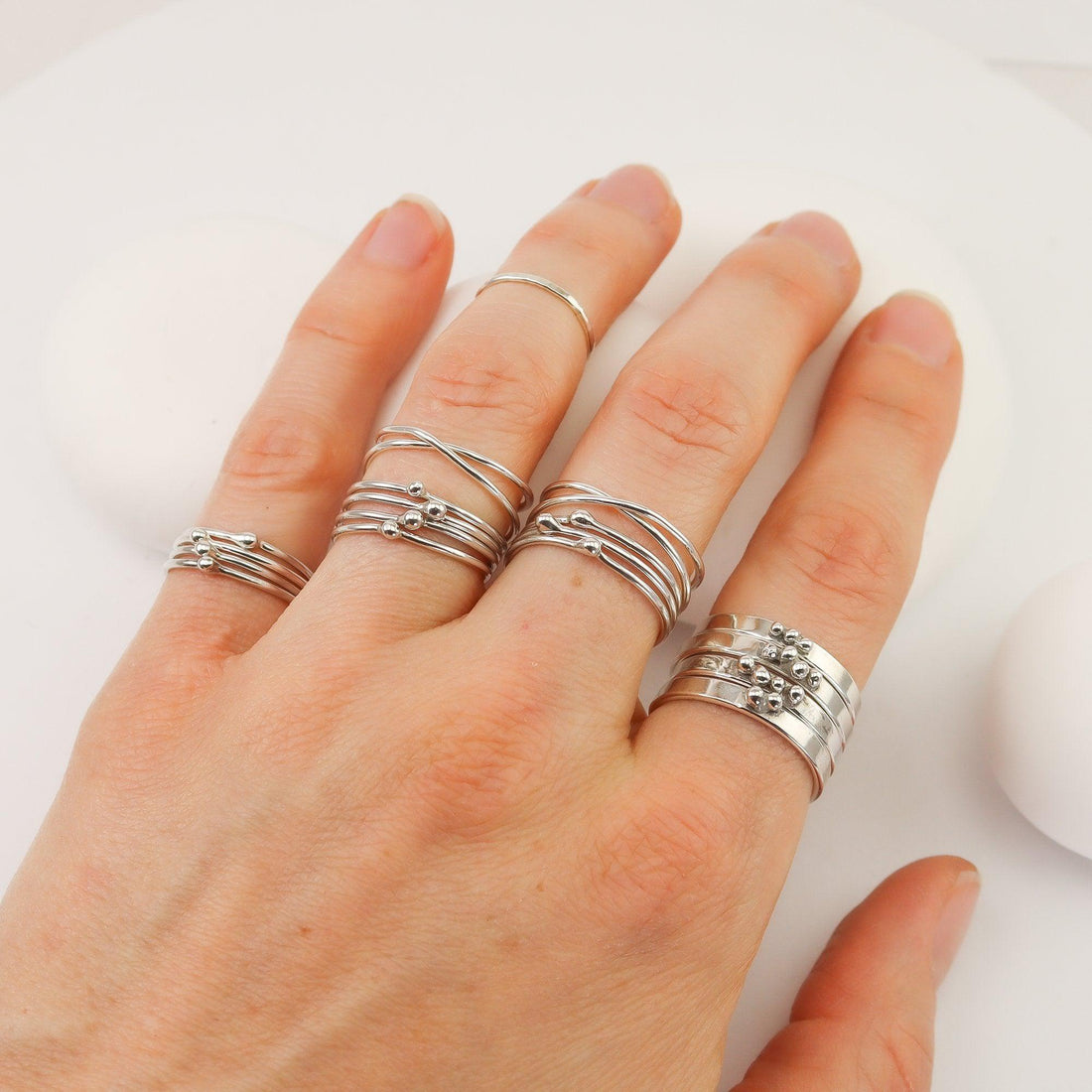 Tiny Silver Stacking Rings