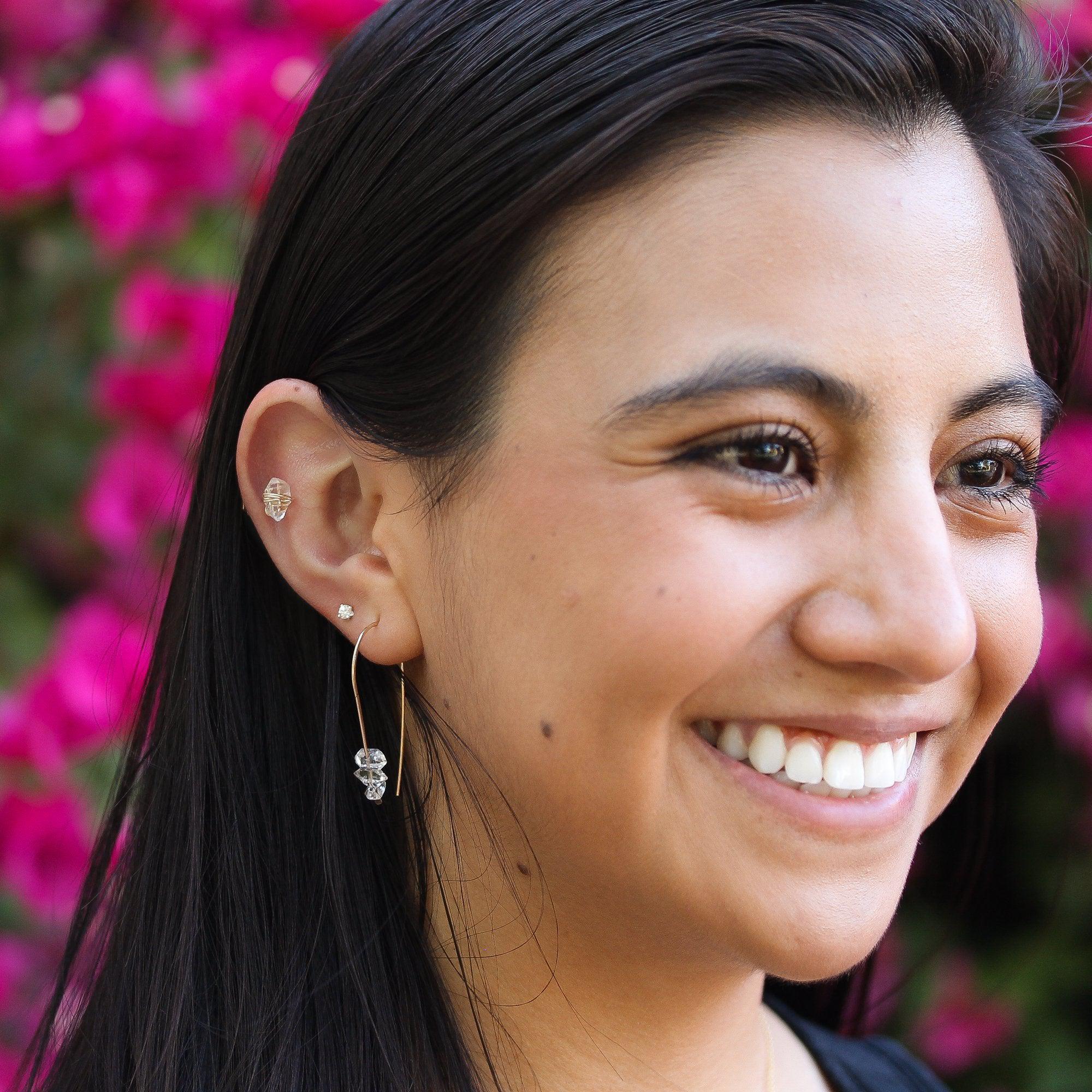 Tiny White Sapphire Stud Earrings