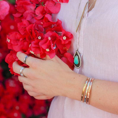 Wide Hammered Rose Gold Cuff Bracelet