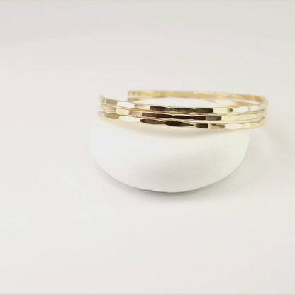 Thin Hammered Gold Cuff Bracelet